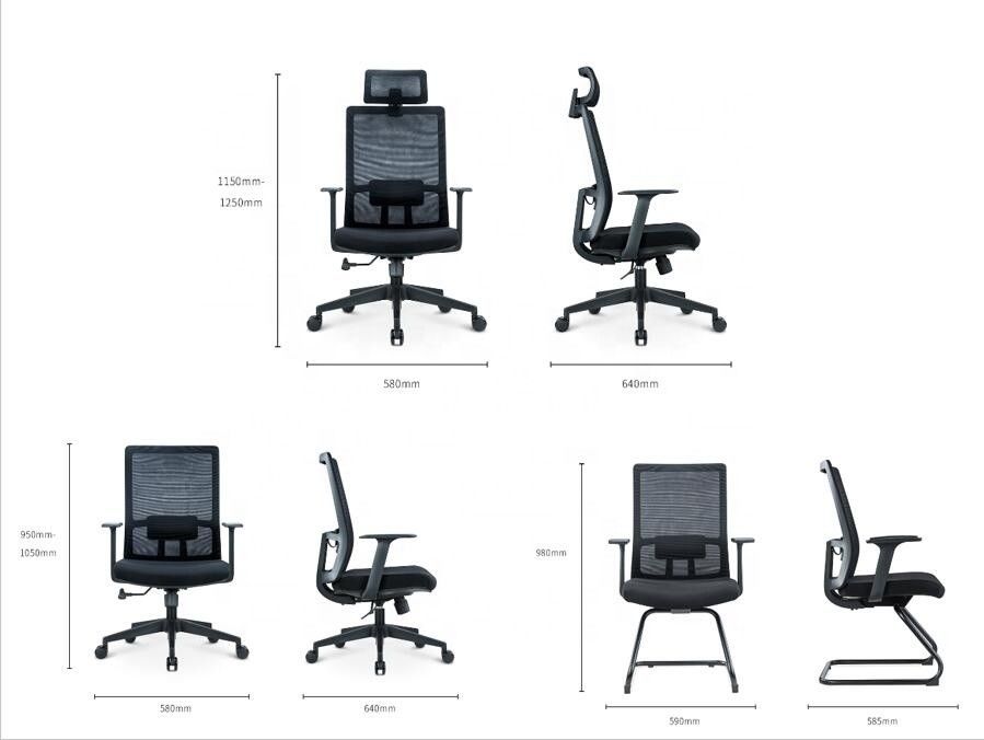 Staff Home Mesh Backrest Lift Sedia di ufficio girevole con poggiatesta e supporto ergonomico