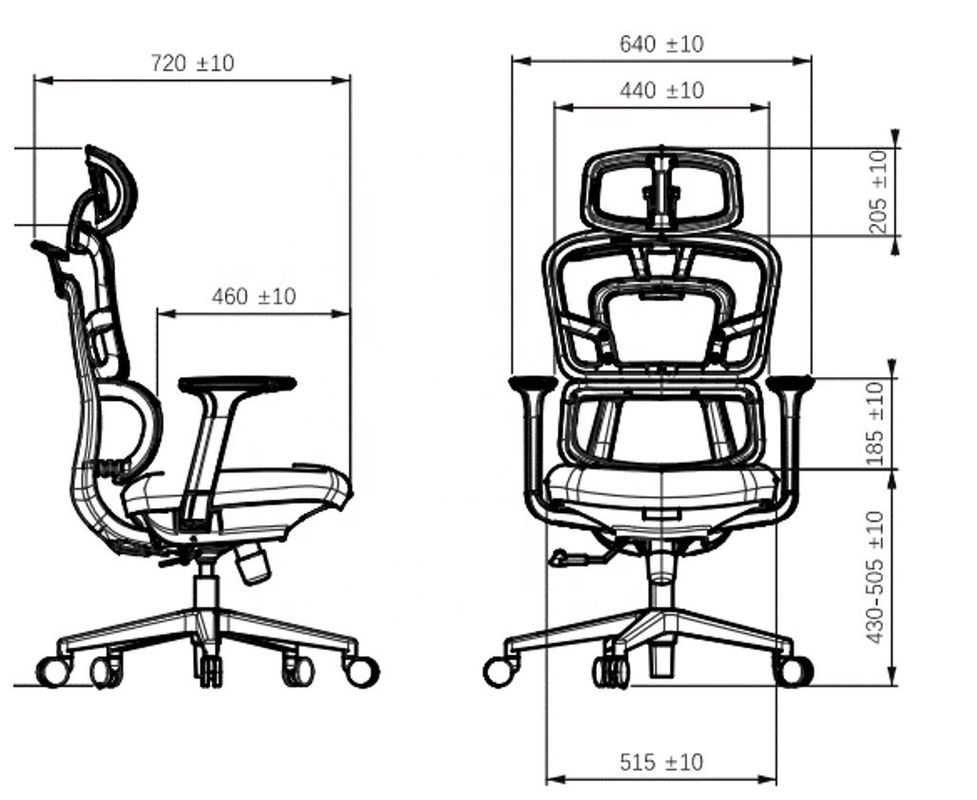 Sedile ergonomica per ufficio a doppia schiena regolabile a schiena media