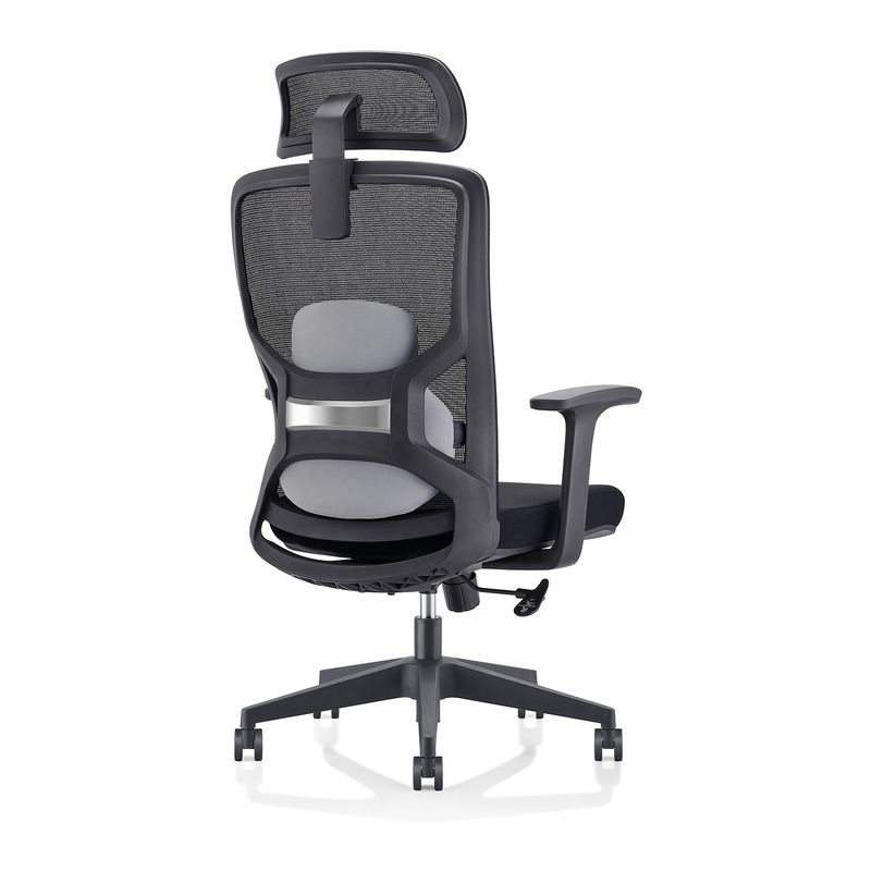 Sedia da ufficio in tessuto a maglia nera con supporto lombare e certificato BIFMA standard