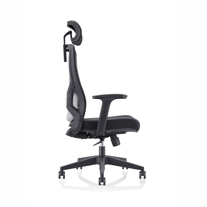Sedia da ufficio in tessuto a maglia nera con supporto lombare e certificato BIFMA standard