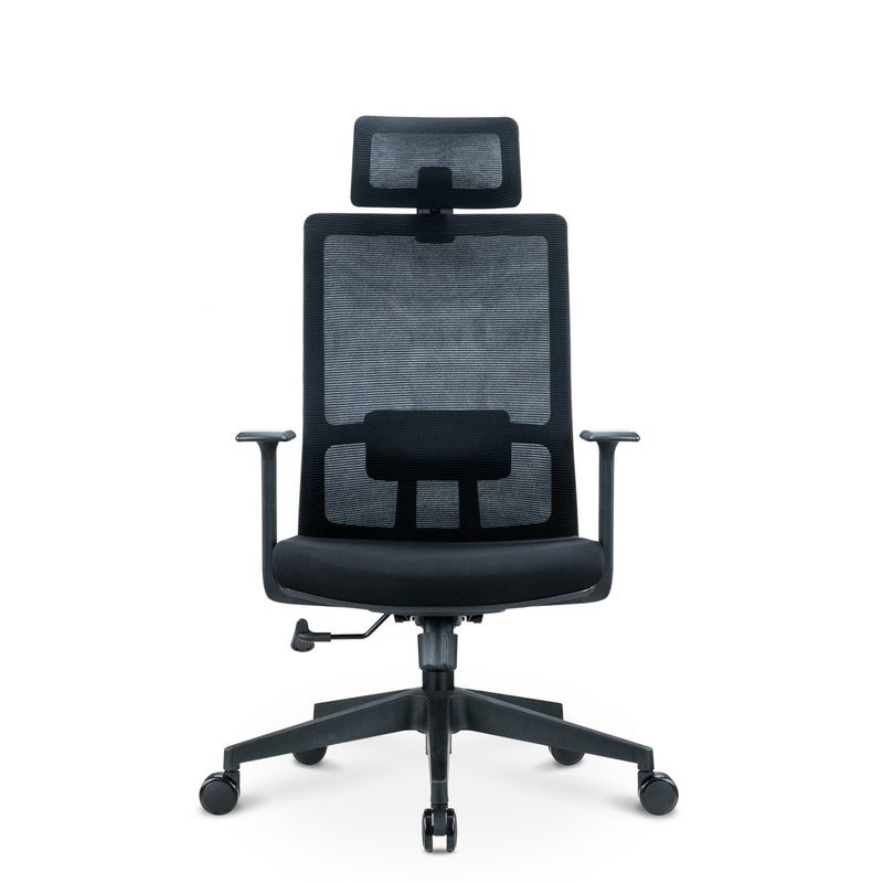 Sedia girevole in tessuto a maglia nera per ufficio ergonomico e standard BIFMA