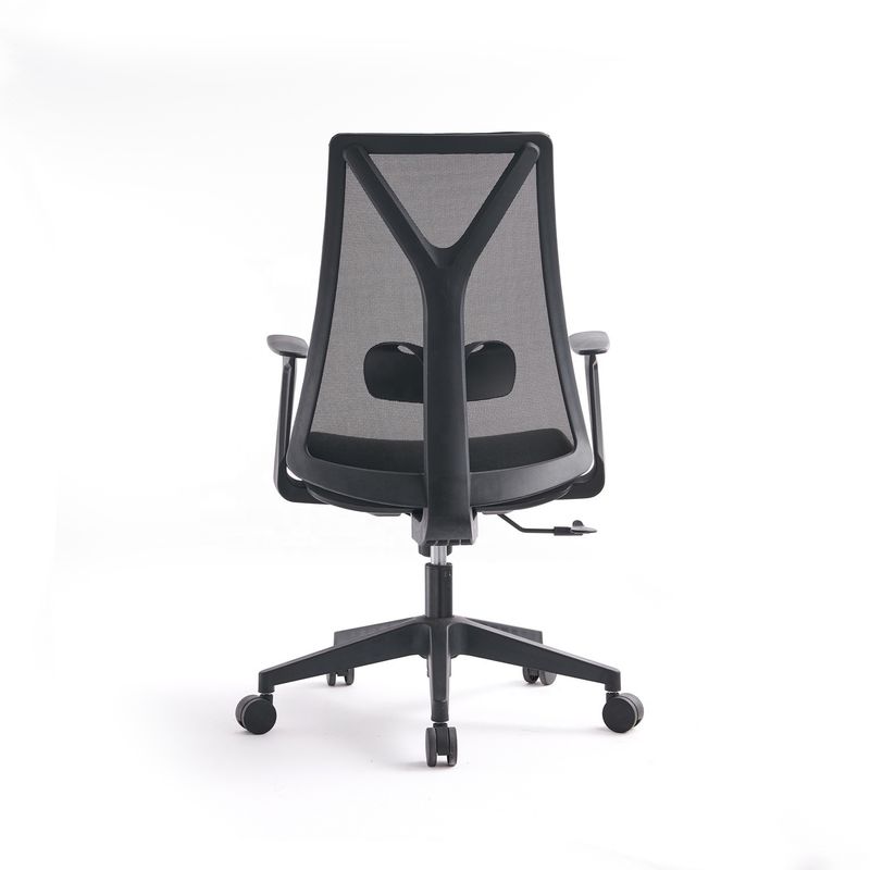 Sedia per computer da ufficio in acciaio inossidabile di tipo metallico con supporto lombare e design rotante