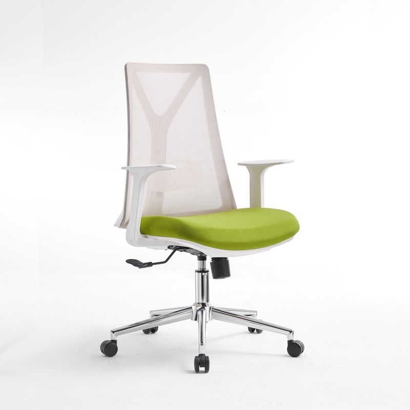 Sedia per computer da ufficio in acciaio inossidabile di tipo metallico con supporto lombare e design rotante
