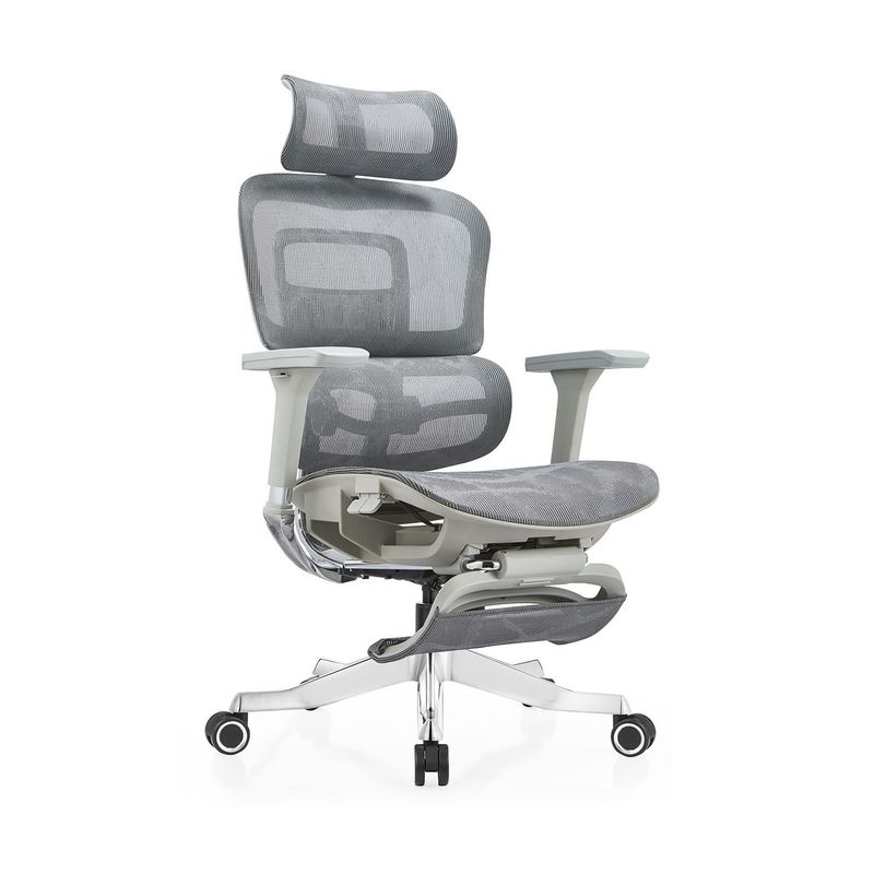 Poltrona da ufficio grigio regolabile in altezza a maglia piena per un facile movimento e un lavoro confortevole