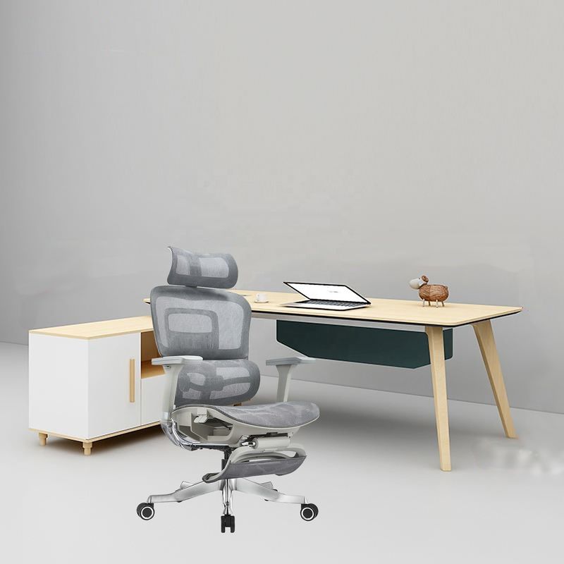 Poltrona da ufficio grigio regolabile in altezza a maglia piena per un facile movimento e un lavoro confortevole