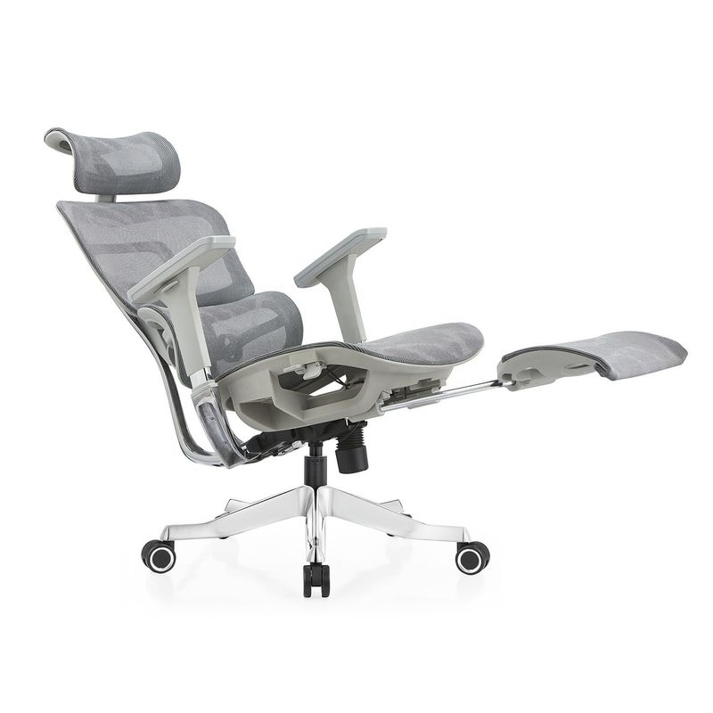 Poltrona da ufficio grigio regolabile in altezza a maglia piena per un facile movimento e un lavoro confortevole