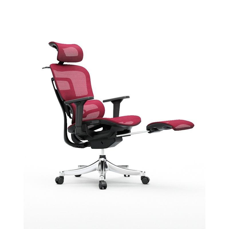 Work in Style Sedile ergonomico a maglia con poggiapiedi regolabile e supporto alla schiena in nero