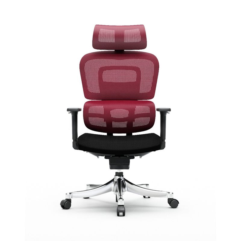 Work in Style Sedile ergonomico a maglia con poggiapiedi regolabile e supporto alla schiena in nero