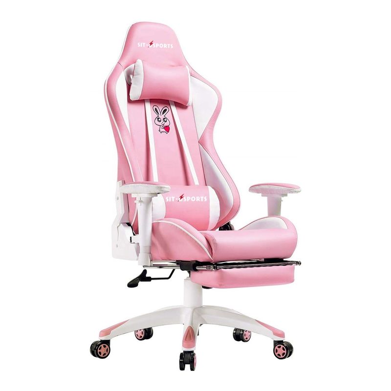 Personalizza LED rosa RGB Computer PC Game Chair Gaming PU Leather Silla Gamer con appoggio per braccia 2D