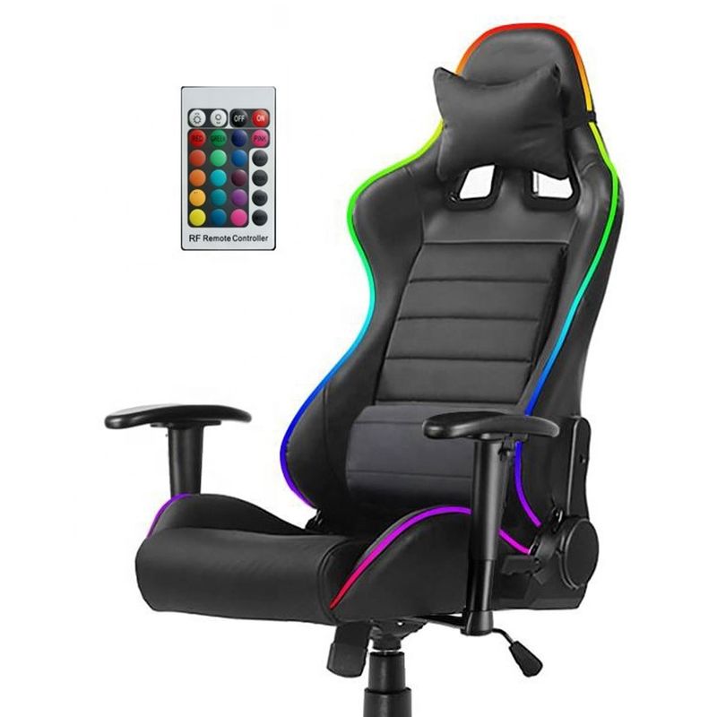 Sedile da gioco RGB in pelle sintetica con funzione di massaggio luci RGB e comfort elevato