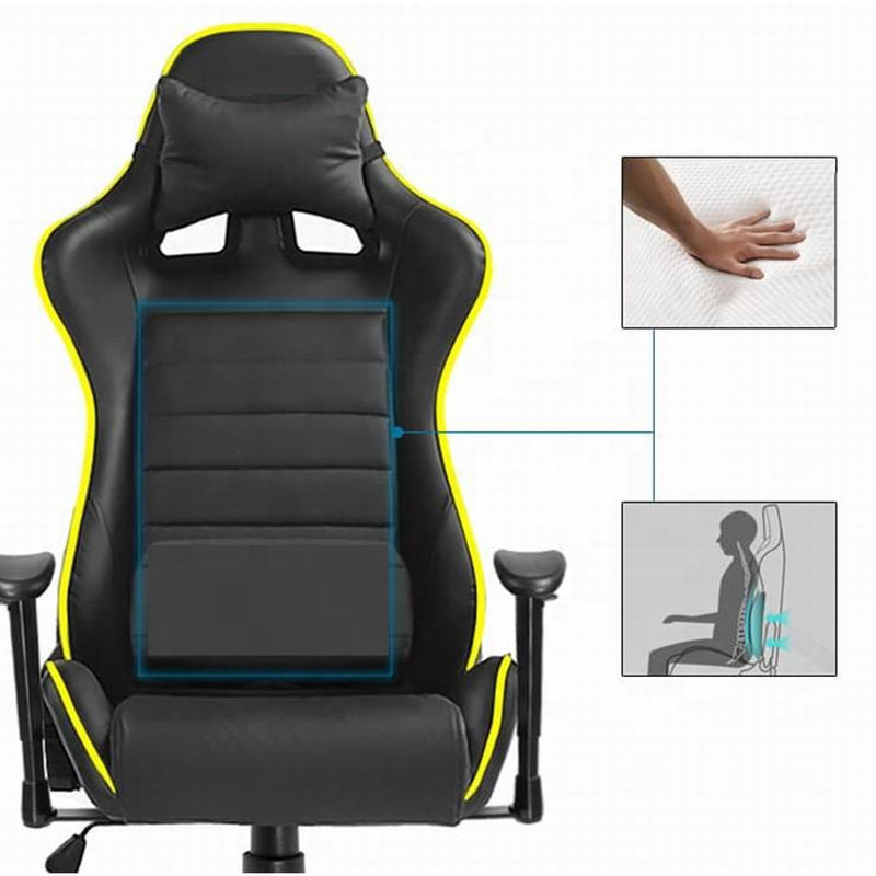 Sedile da gioco RGB in pelle sintetica con funzione di massaggio luci RGB e comfort elevato