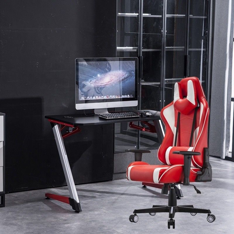 Comodo sedile per sport elettronici rotante sedile da gioco in cuoio in PU bianco professionale