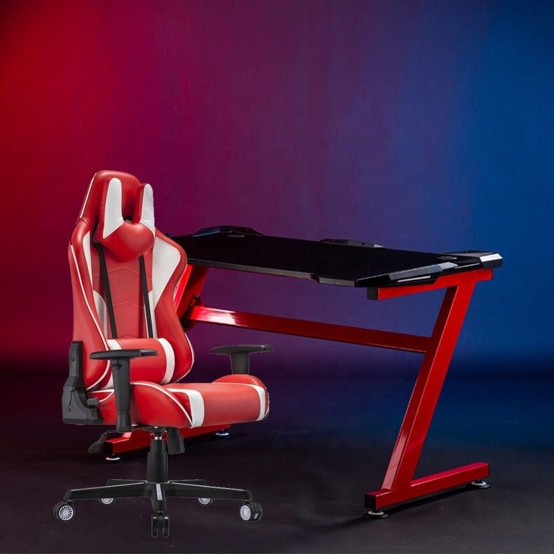Comodo sedile per sport elettronici rotante sedile da gioco in cuoio in PU bianco professionale