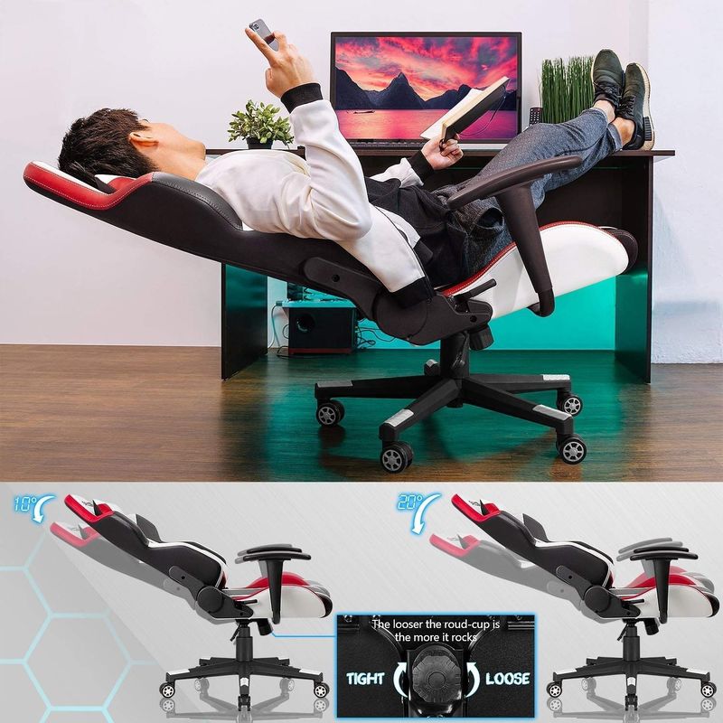 Confortevole sedia da gioco da corsa in cuoio PU bianco per prestazioni sportive elettroniche professionali