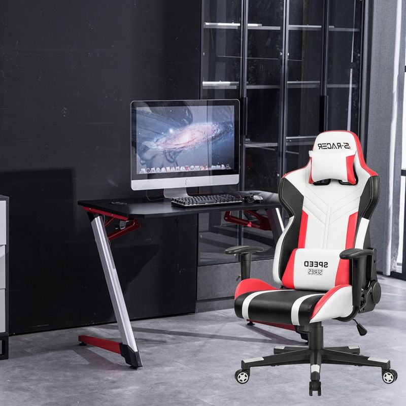 Confortevole sedia da gioco da corsa in cuoio PU bianco per prestazioni sportive elettroniche professionali