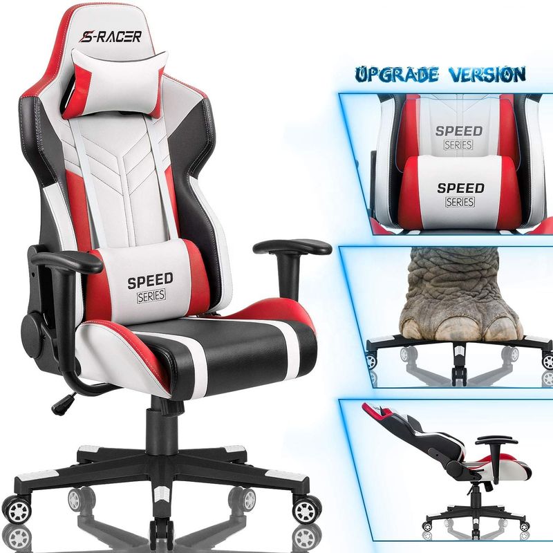 Professionale sedia da gioco in pelle bianca PU per un'esperienza di sport elettronico comoda