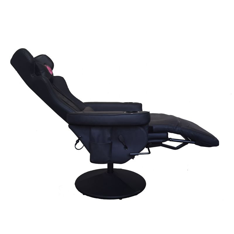 Poltrona da gioco per ufficio con portatavola e altoparlanti Bluetooth in cuoio PU in stile da corsa