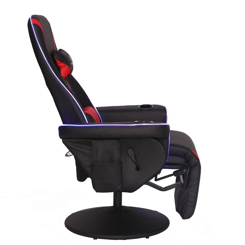 Luxury Black/Blue Racing Style Divano da gioco con portatavola LED Illuminazione e poggiapiedi