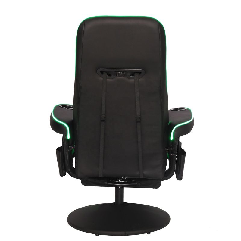 Luxury Black/Blue Racing Style Divano da gioco con portatavola LED Illuminazione e poggiapiedi