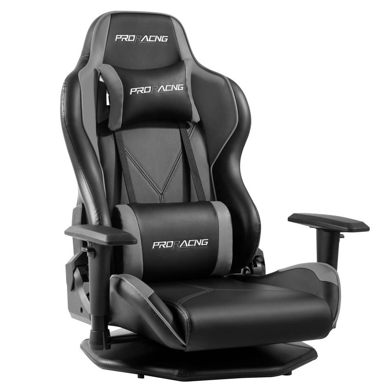 HCYZ sedia da gioco per computer in pelle di PVC grigio con design rotante conveniente e durevole