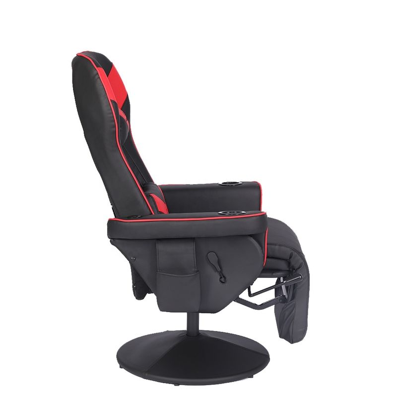 Sedia da gioco per ufficio/casa con portatavola e poggiapiedi in cuoio bianco in stile da corsa