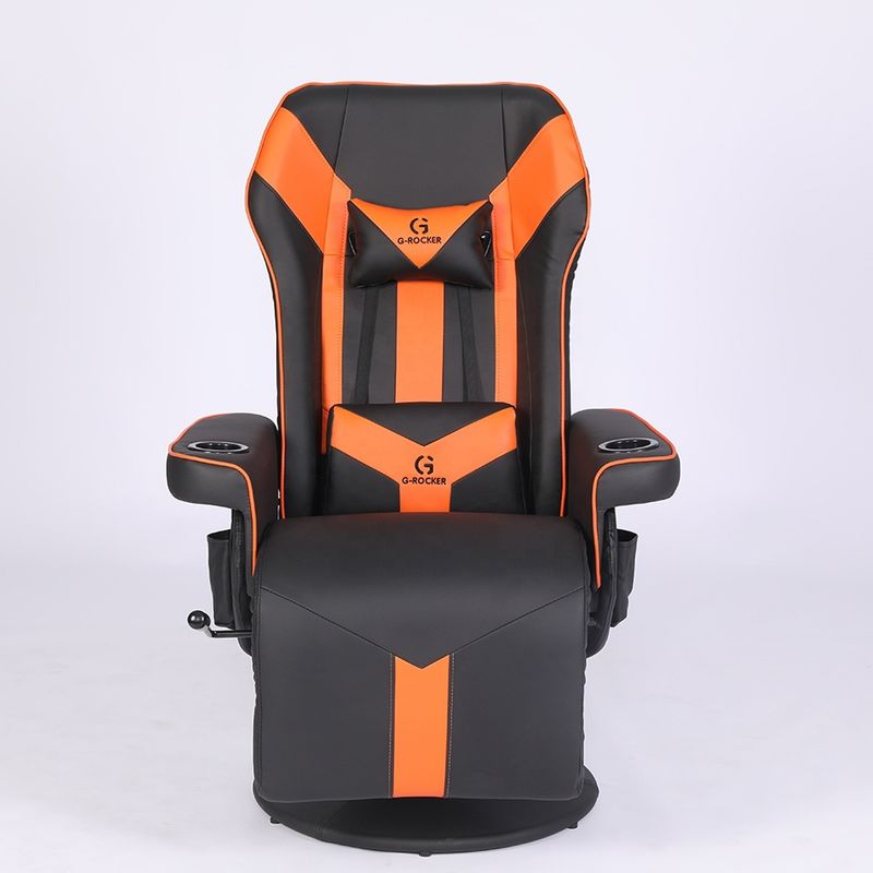 Sedia da gioco per ufficio/casa con portatavola e poggiapiedi in cuoio bianco in stile da corsa