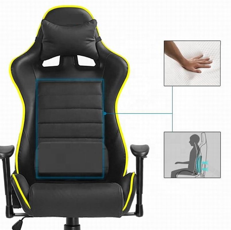 HCYZ RGB LED Light PC Gamer Chair con schienale regolabile 90-180 e funzione di massaggio