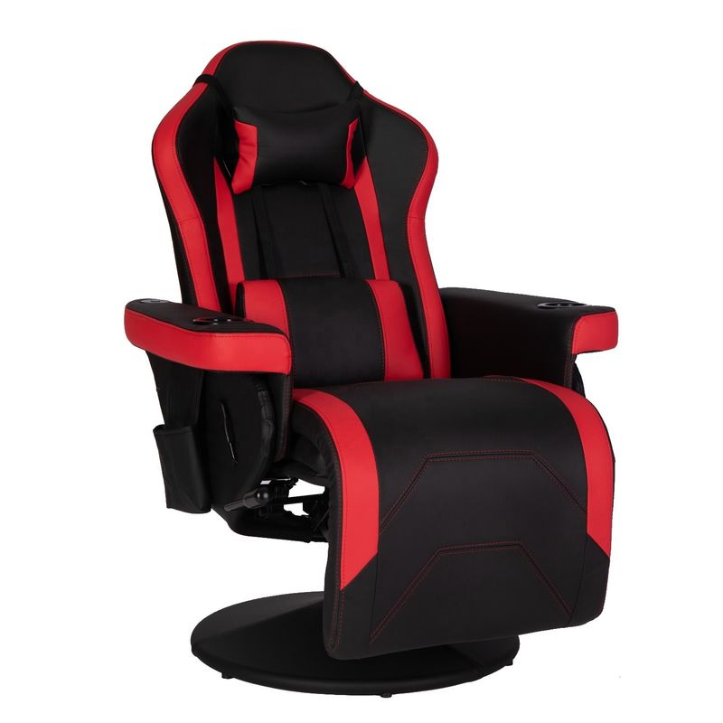 Sedile da gioco di lusso con portatavola in pelle di colore rosso in stile da corsa Sedile ergonomico Divano di ufficio girevole